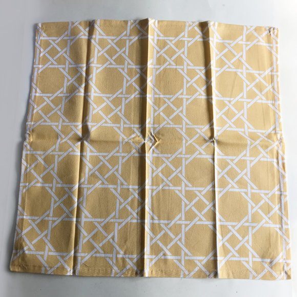 Pier 1 Imports Mustard Yellow White Cane Lattice Cotton Napkins Set of 4 - Picture 5 of 5
